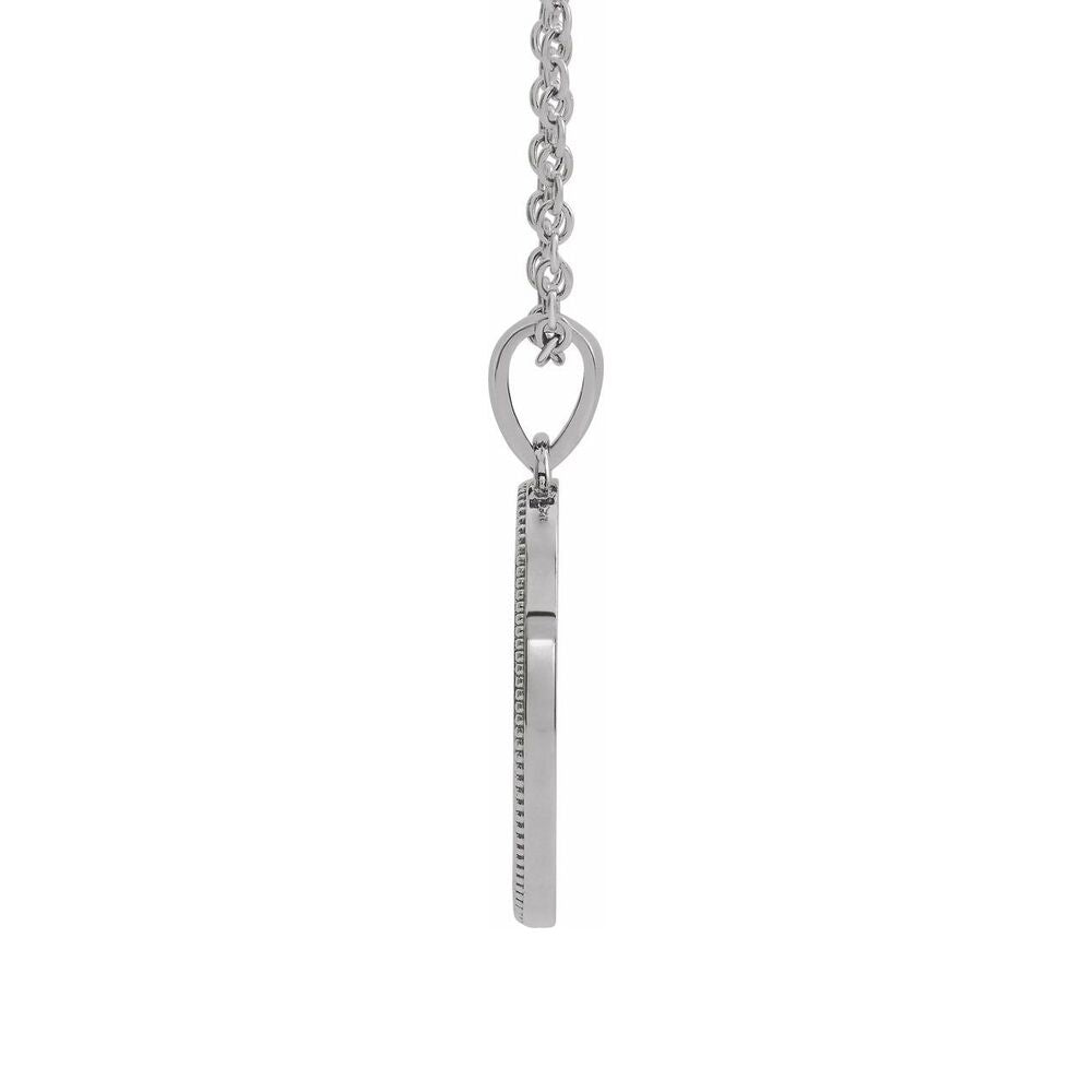 Alternate view of the 14K White Gold Oval Recessed Cross Medal Necklace, 20 Inch by The Black Bow Jewelry Co.