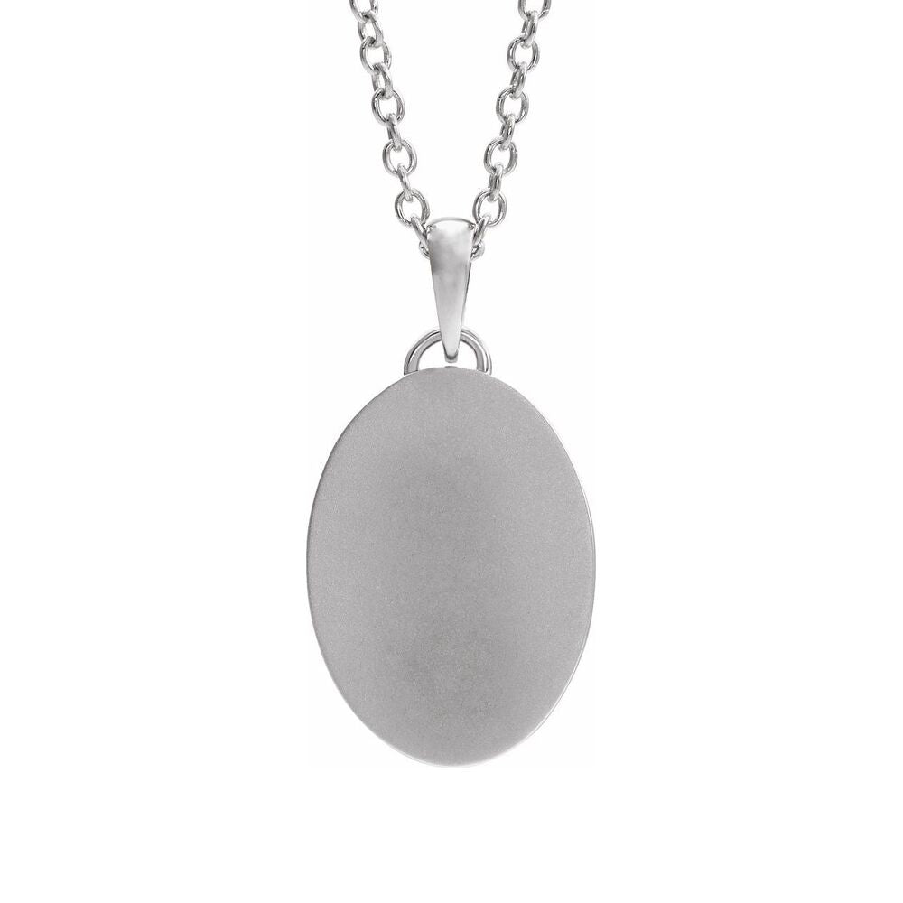 Alternate view of the 14K White Gold Oval Recessed Cross Medal Necklace, 20 Inch by The Black Bow Jewelry Co.