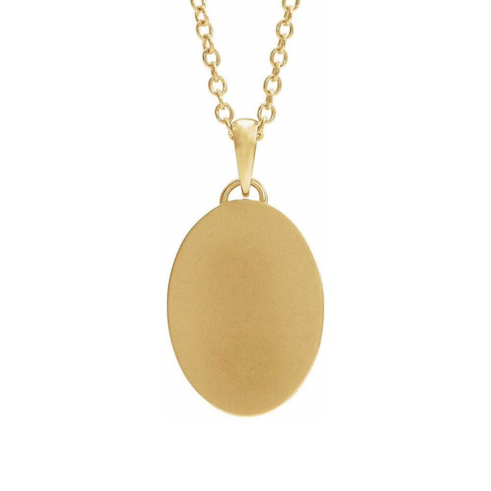 Alternate view of the 14K Yellow Gold Oval Recessed Cross Medal Necklace, 20 Inch by The Black Bow Jewelry Co.