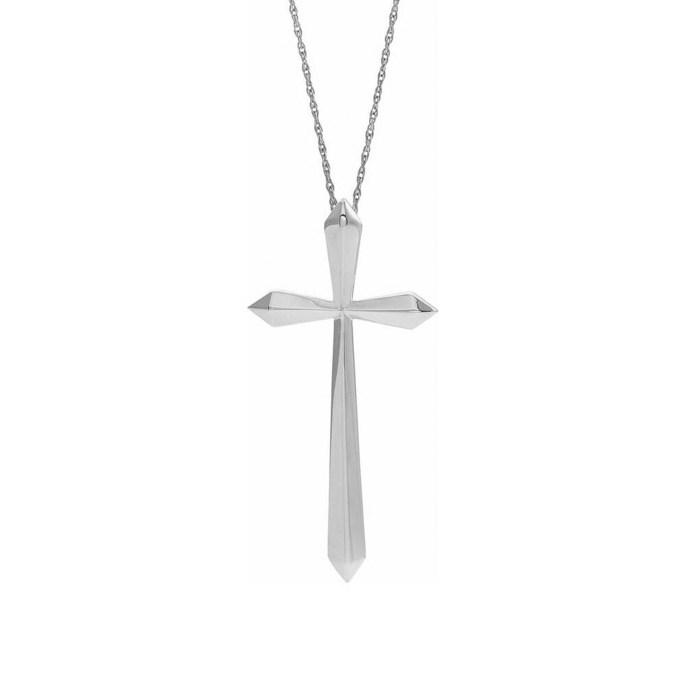 Alternate view of the 14K Yellow or White Gold Elongated Passion Cross Necklace, 20 Inch by The Black Bow Jewelry Co.