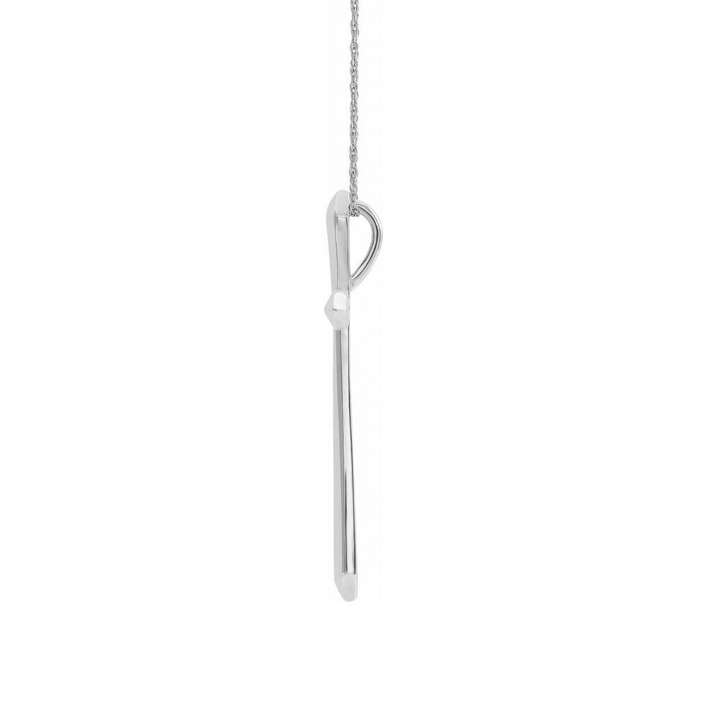 Alternate view of the 14K White Gold Elongated Passion Cross Necklace, 20 Inch by The Black Bow Jewelry Co.