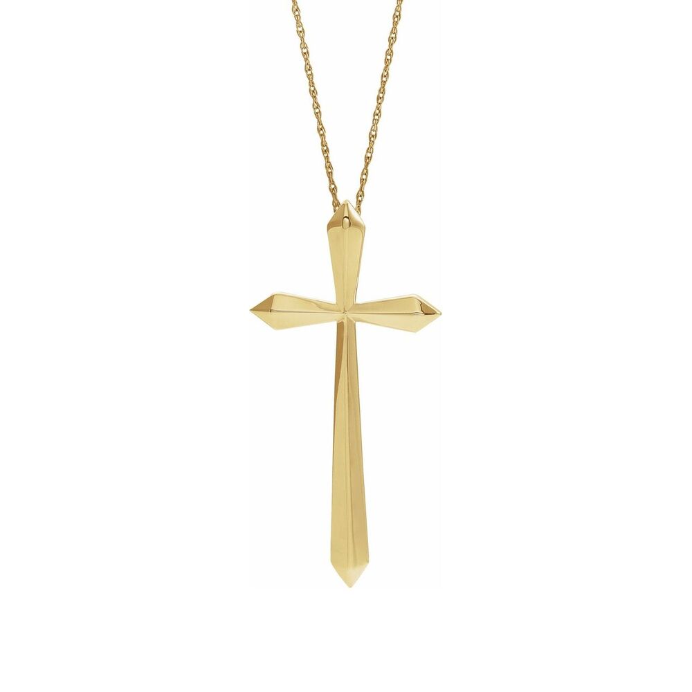 14K Yellow or White Gold Elongated Passion Cross Necklace, 20 Inch, Item N25315 by The Black Bow Jewelry Co.