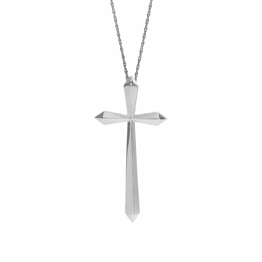 Sterling Silver Elongated Passion Cross Necklace, 20 Inch, Item N25317 by The Black Bow Jewelry Co.