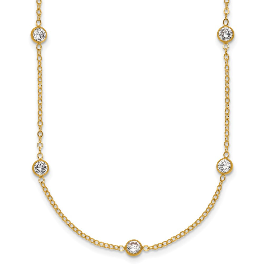 1/20 14K Yellow Gold Filled 9-Station Cubic Zirconia Adj. Necklace, Item N25323 by The Black Bow Jewelry Co.