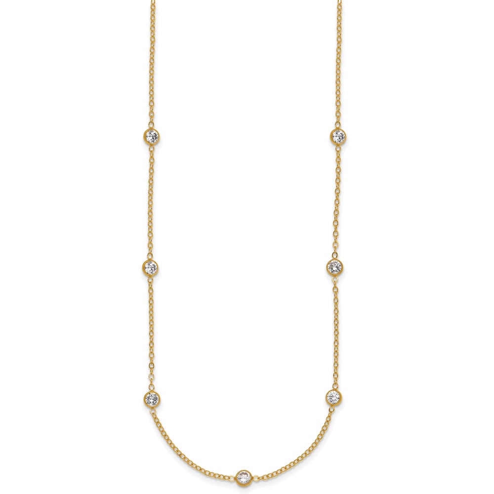 Alternate view of the 1/20 14K Yellow Gold Filled 9-Station Cubic Zirconia Adj. Necklace by The Black Bow Jewelry Co.