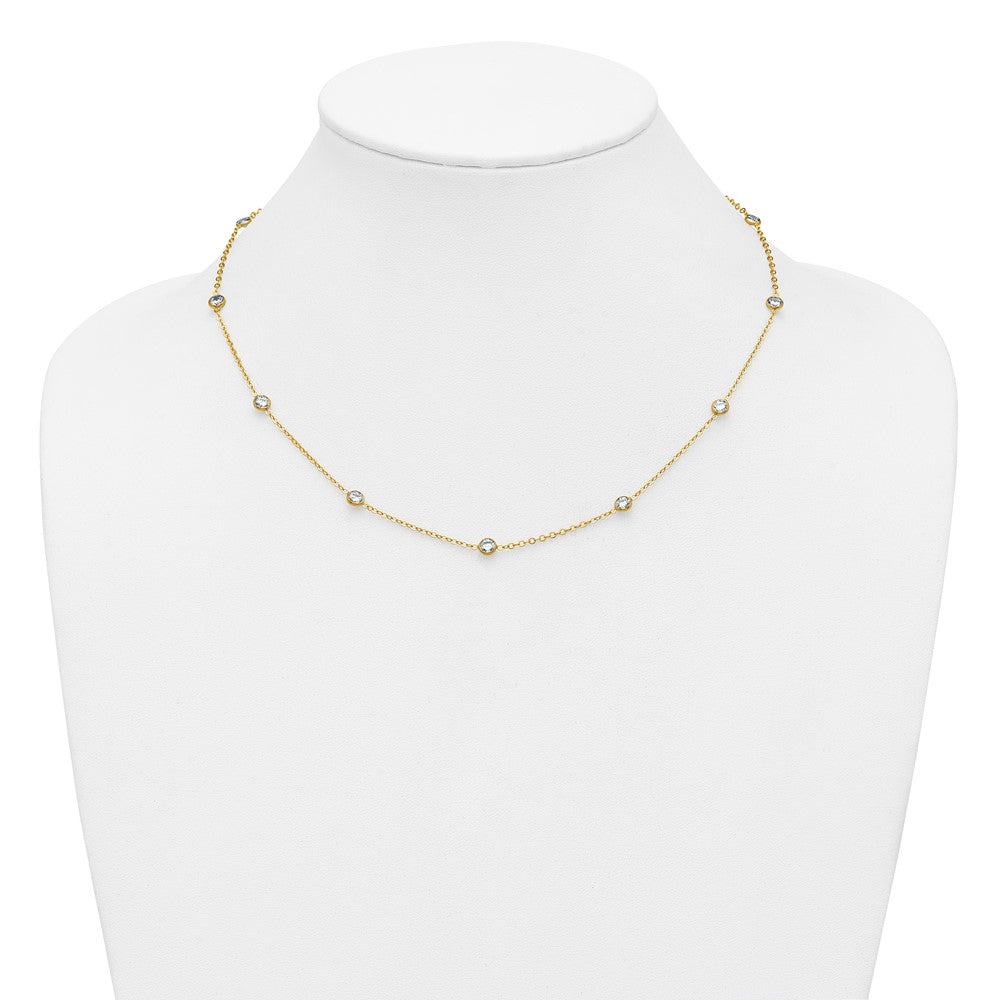 Alternate view of the 1/20 14K Yellow Gold Filled 9-Station Cubic Zirconia Necklace 16-18 In by The Black Bow Jewelry Co.