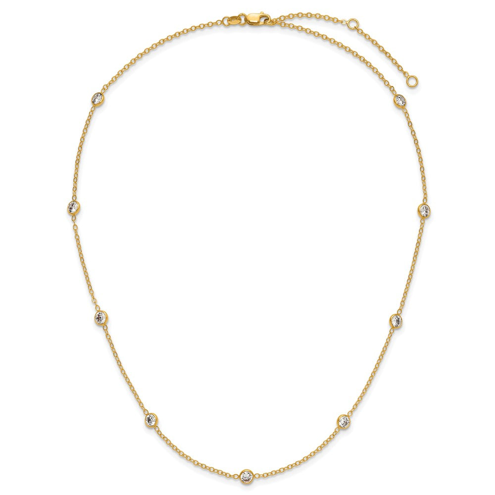 Alternate view of the 1/20 14K Yellow Gold Filled 9-Station Cubic Zirconia Necklace 16-18 In by The Black Bow Jewelry Co.