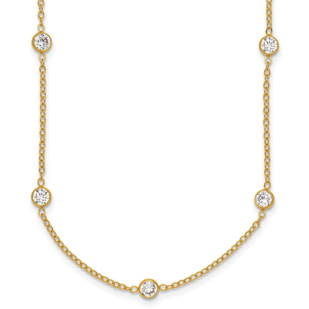 1/20 14K Yellow Gold Filled 9-Station Cubic Zirconia Necklace 18-20 In, Item N25323-20 by The Black Bow Jewelry Co.