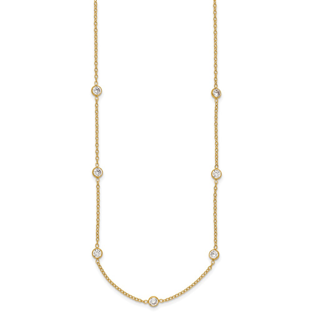 Alternate view of the 1/20 14K Yellow Gold Filled 9-Station Cubic Zirconia Necklace 18-20 In by The Black Bow Jewelry Co.