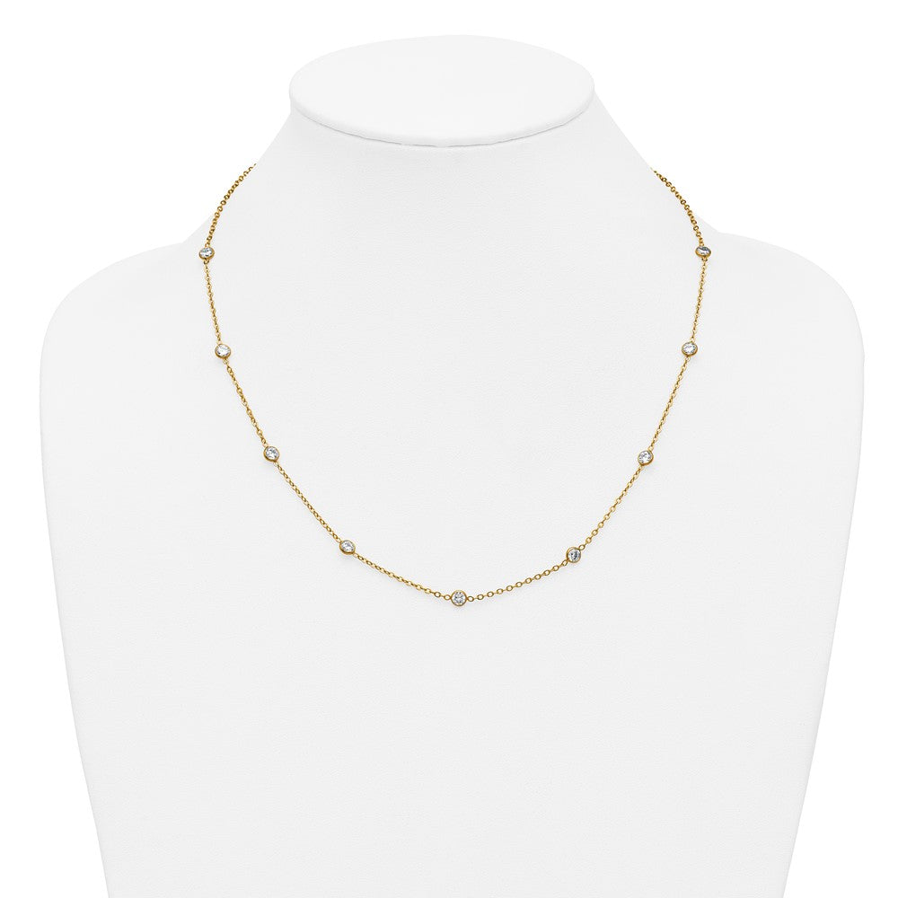Alternate view of the 1/20 14K Yellow Gold Filled 9-Station Cubic Zirconia Necklace 18-20 In by The Black Bow Jewelry Co.