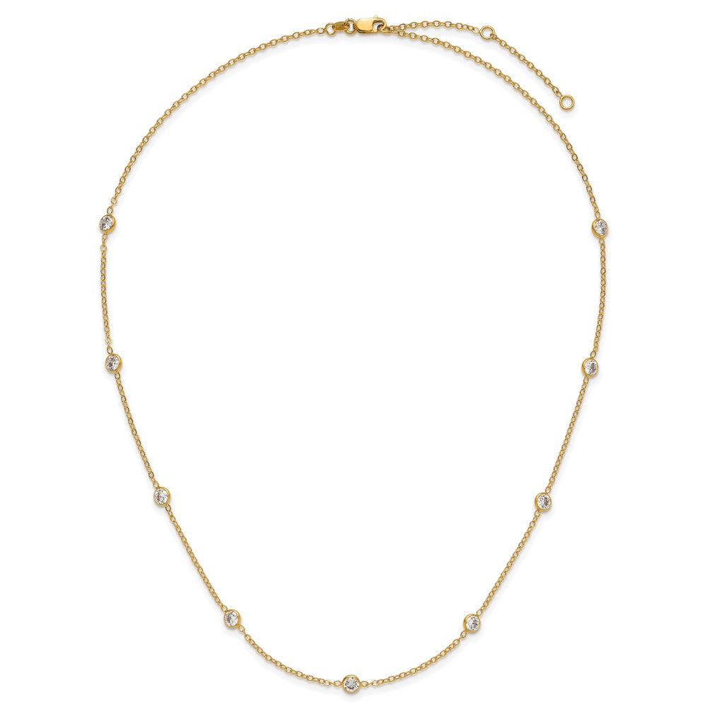 Alternate view of the 1/20 14K Yellow Gold Filled 9-Station Cubic Zirconia Necklace 18-20 In by The Black Bow Jewelry Co.
