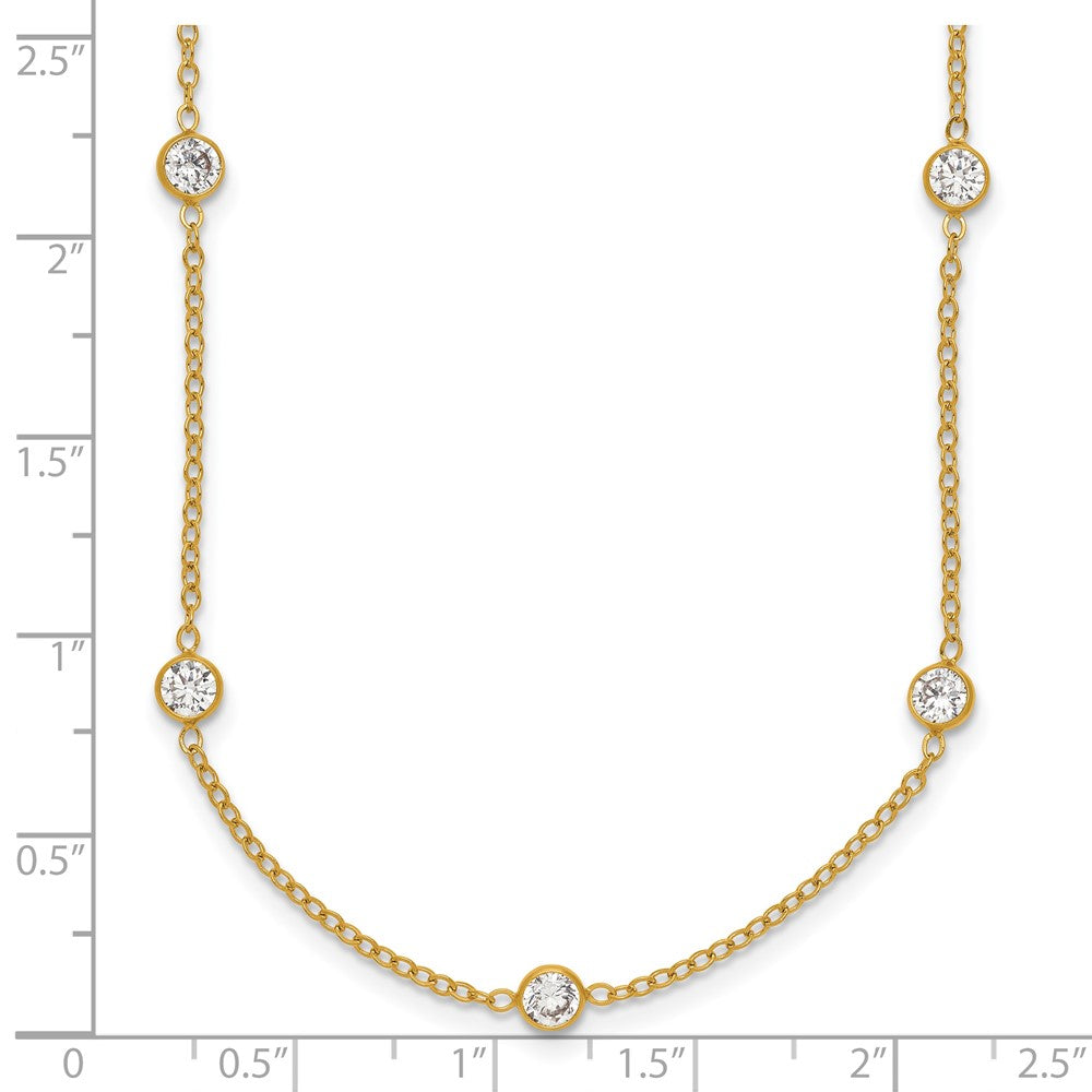 Alternate view of the 1/20 14K Yellow Gold Filled 9-Station Cubic Zirconia Necklace 18-20 In by The Black Bow Jewelry Co.