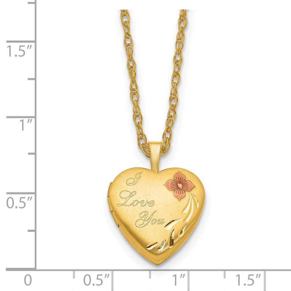 Alternate view of the 14K Gold Filled Enamel I Love You Satin Heart Locket Necklace, 18 Inch by The Black Bow Jewelry Co.