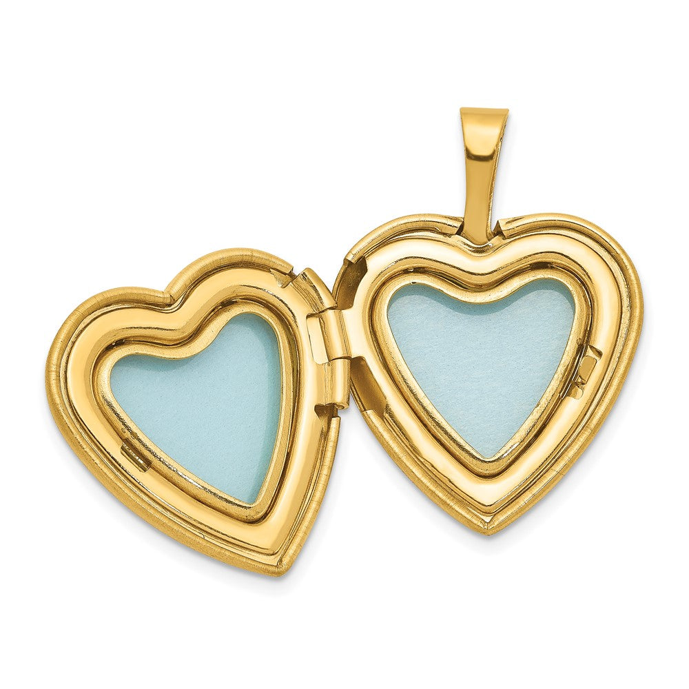 Alternate view of the 14K Gold Filled 16mm Enamel I Love You Satin Heart Locket Necklace by The Black Bow Jewelry Co.