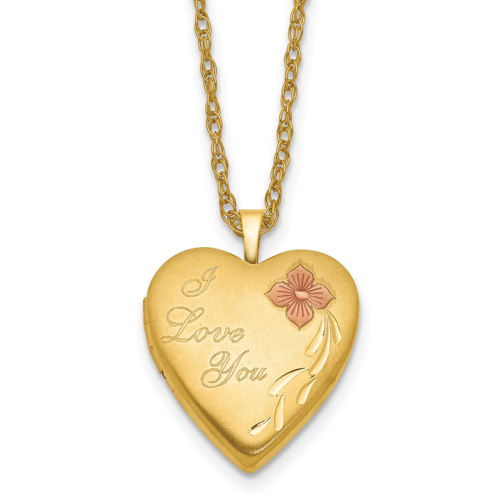14K Gold Filled 20mm Enamel I Love You Satin Heart Locket Necklace, Item N25324-20 by The Black Bow Jewelry Co.
