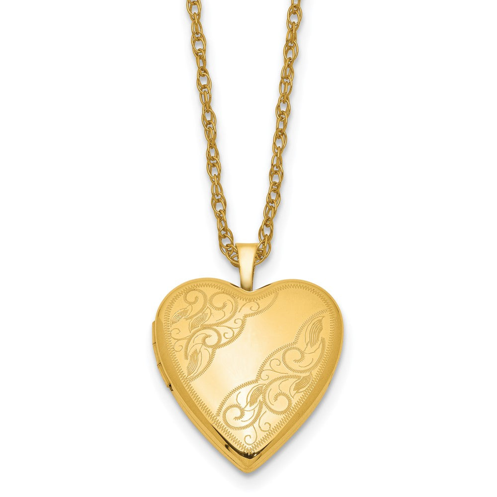 1/20 14K Gold Filled 20mm Swirl Etched Heart Locket Necklace, 18 Inch, Item N25325 by The Black Bow Jewelry Co.