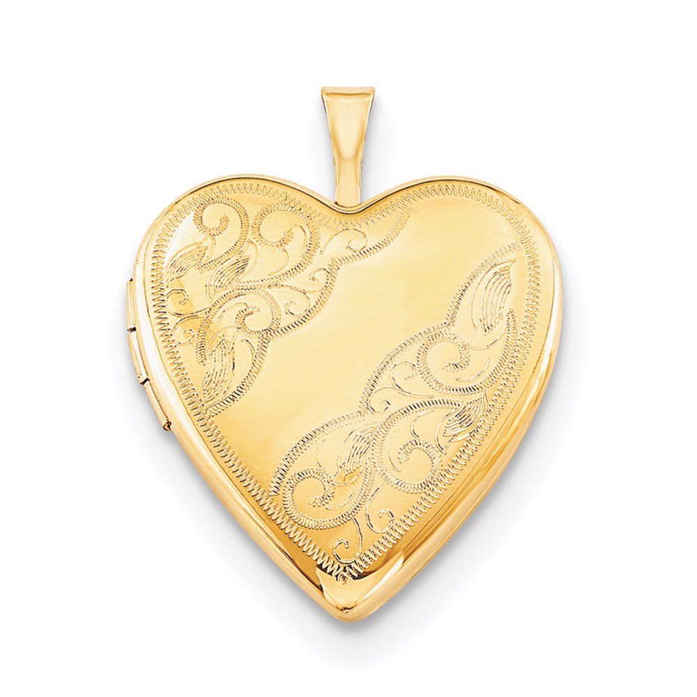 Alternate view of the 1/20 14K Gold Filled 20mm Swirl Etched Heart Locket Necklace, 18 Inch by The Black Bow Jewelry Co.