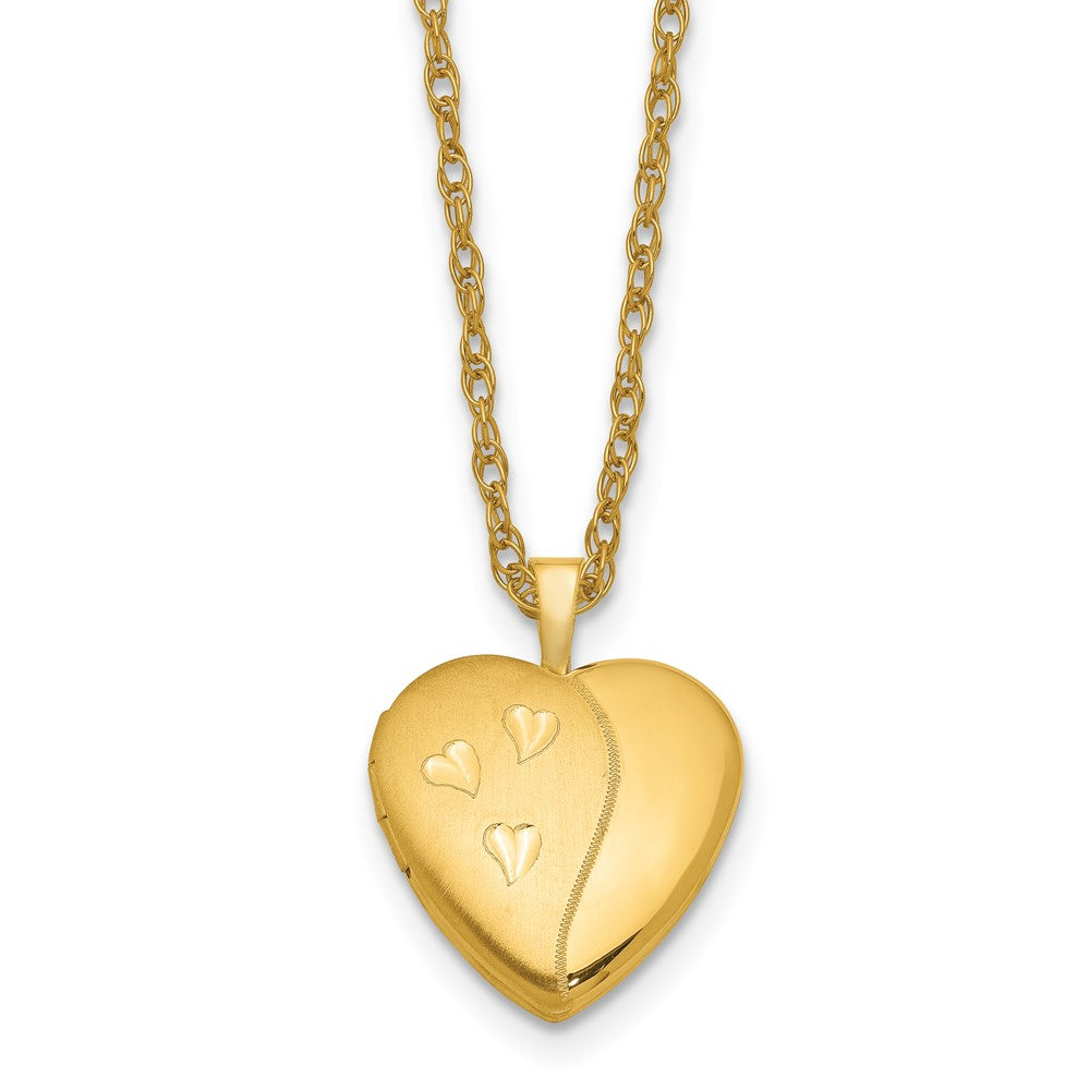 1/20 14K Gold Filled 16mm Satin/Polished Heart Locket Necklace, 18 In, Item N25326 by The Black Bow Jewelry Co.