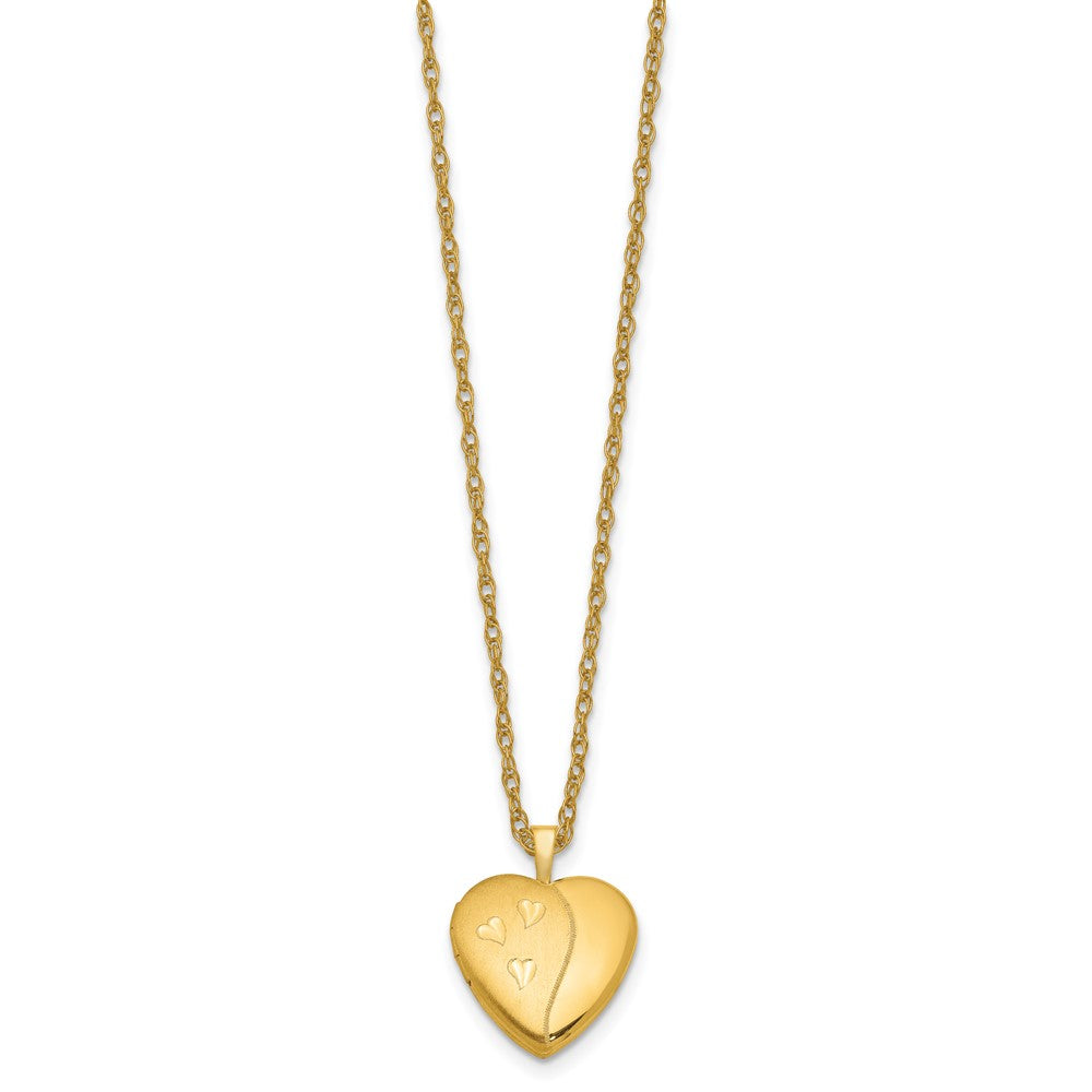 Alternate view of the 1/20 14K Gold Filled 16mm Satin/Polished Heart Locket Necklace, 18 In by The Black Bow Jewelry Co.