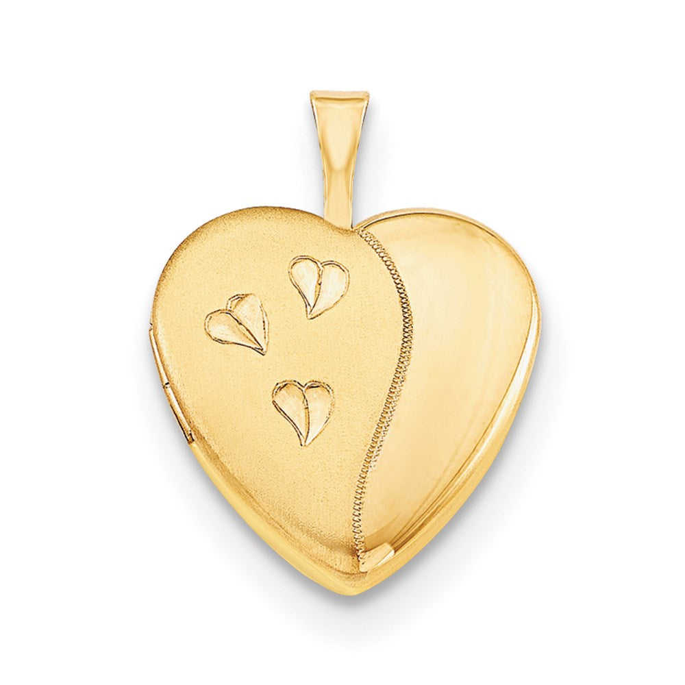 Alternate view of the 1/20 14K Gold Filled 16mm Satin/Polished Heart Locket Necklace, 18 In by The Black Bow Jewelry Co.