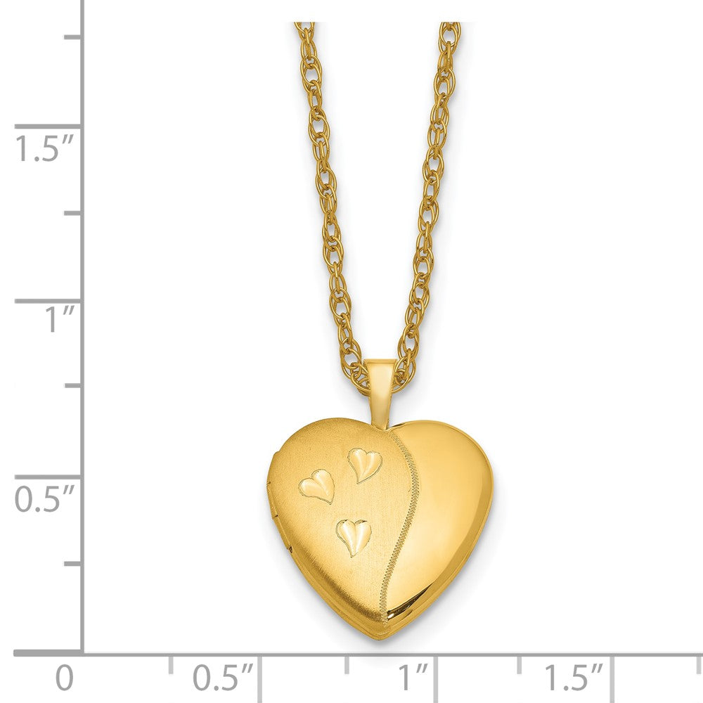 Alternate view of the 1/20 14K Gold Filled 16mm Satin/Polished Heart Locket Necklace, 18 In by The Black Bow Jewelry Co.