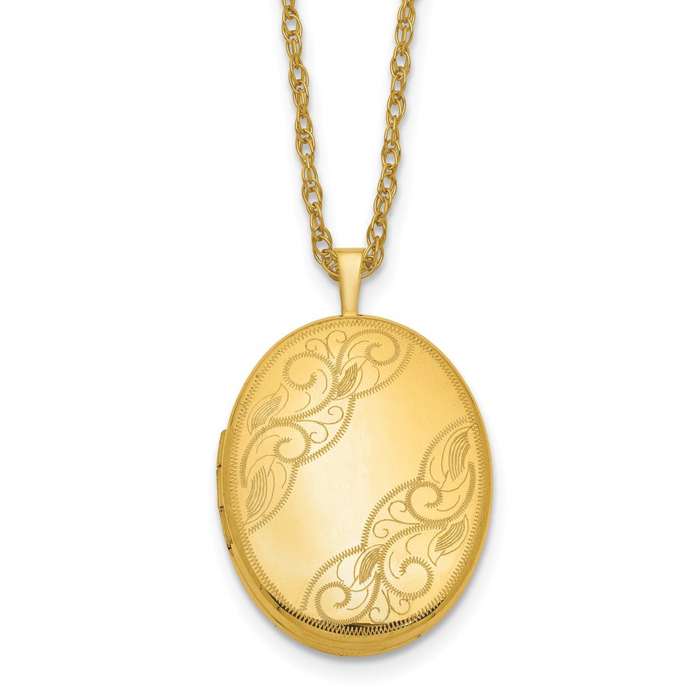 1/20 14K Gold Filled 26mm Swirl Etched Oval Locket Necklace, 18 Inch, Item N25327 by The Black Bow Jewelry Co.