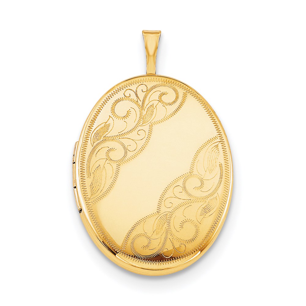 Alternate view of the 1/20 14K Gold Filled 26mm Swirl Etched Oval Locket Necklace, 18 Inch by The Black Bow Jewelry Co.