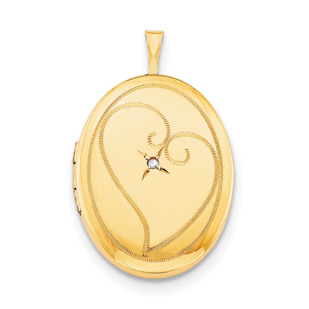 Alternate view of the 1/20 14K Gold Filled 26mm Diamond Accent Oval Locket Necklace, 18 Inch by The Black Bow Jewelry Co.