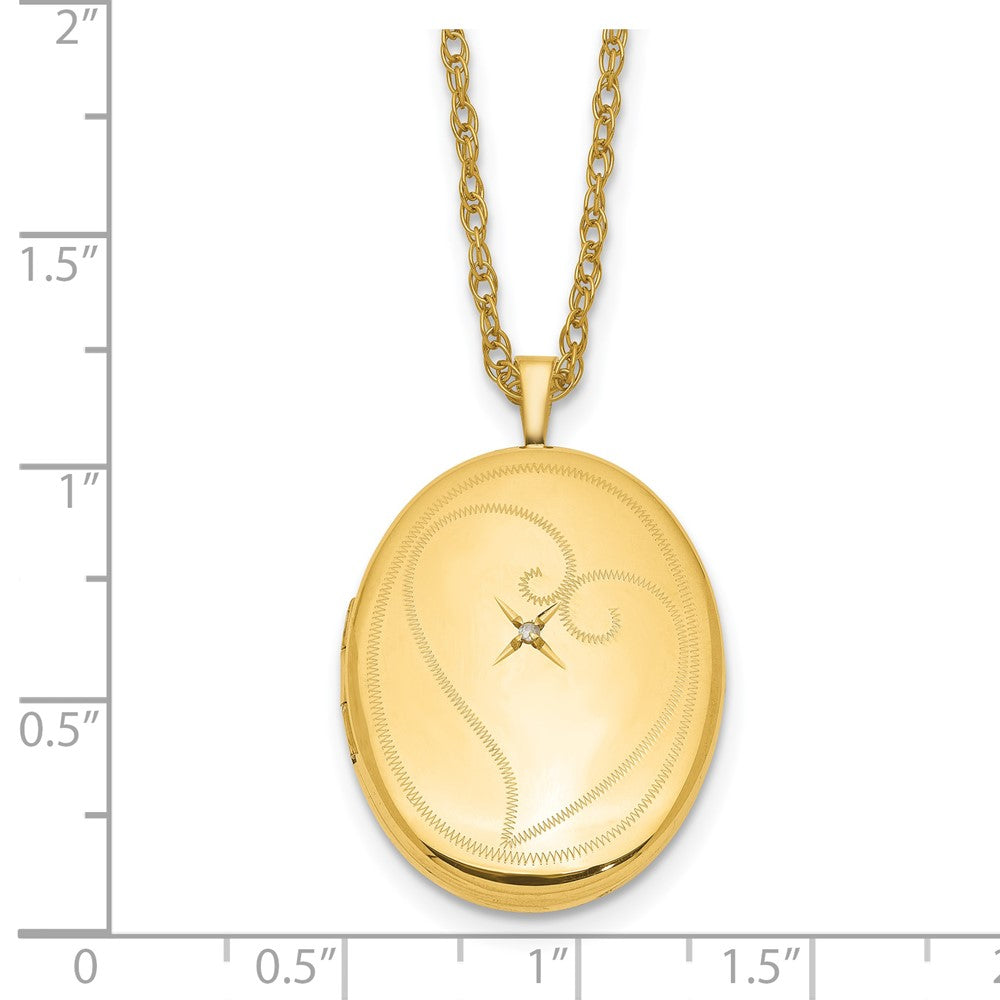 Alternate view of the 1/20 14K Gold Filled 26mm Diamond Accent Oval Locket Necklace, 18 Inch by The Black Bow Jewelry Co.