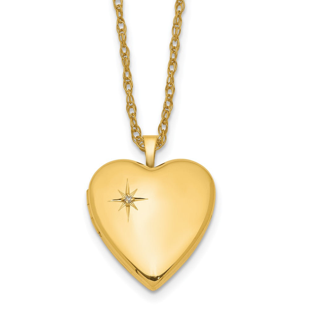 1/20 14K Gold Filled 20mm Diamond Star Heart Locket Necklace, 18 Inch, Item N25330 by The Black Bow Jewelry Co.