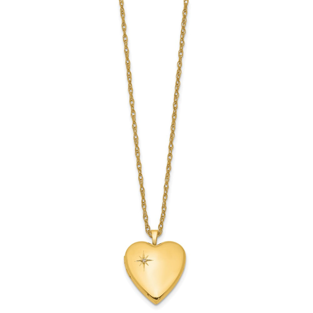 Alternate view of the 1/20 14K Gold Filled 20mm Diamond Star Heart Locket Necklace, 18 Inch by The Black Bow Jewelry Co.