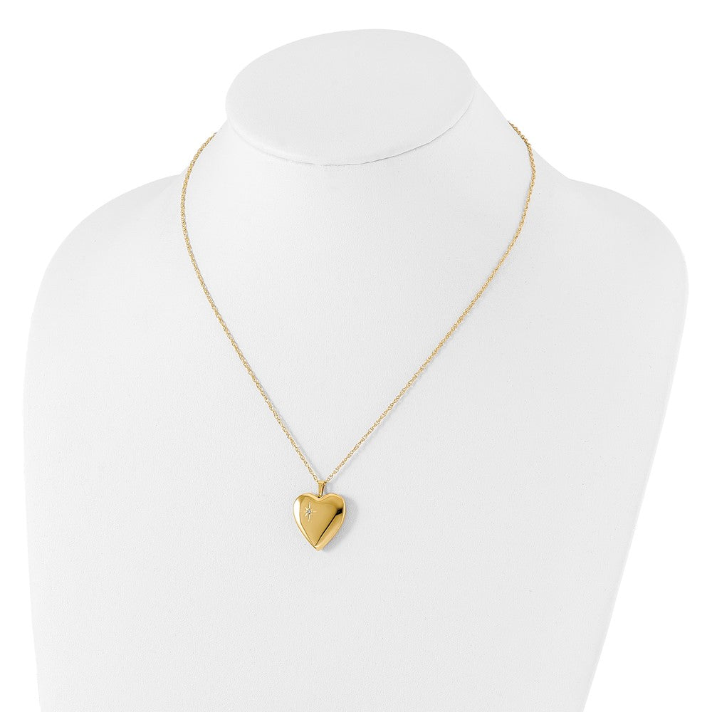Alternate view of the 1/20 14K Gold Filled 20mm Diamond Star Heart Locket Necklace, 18 Inch by The Black Bow Jewelry Co.