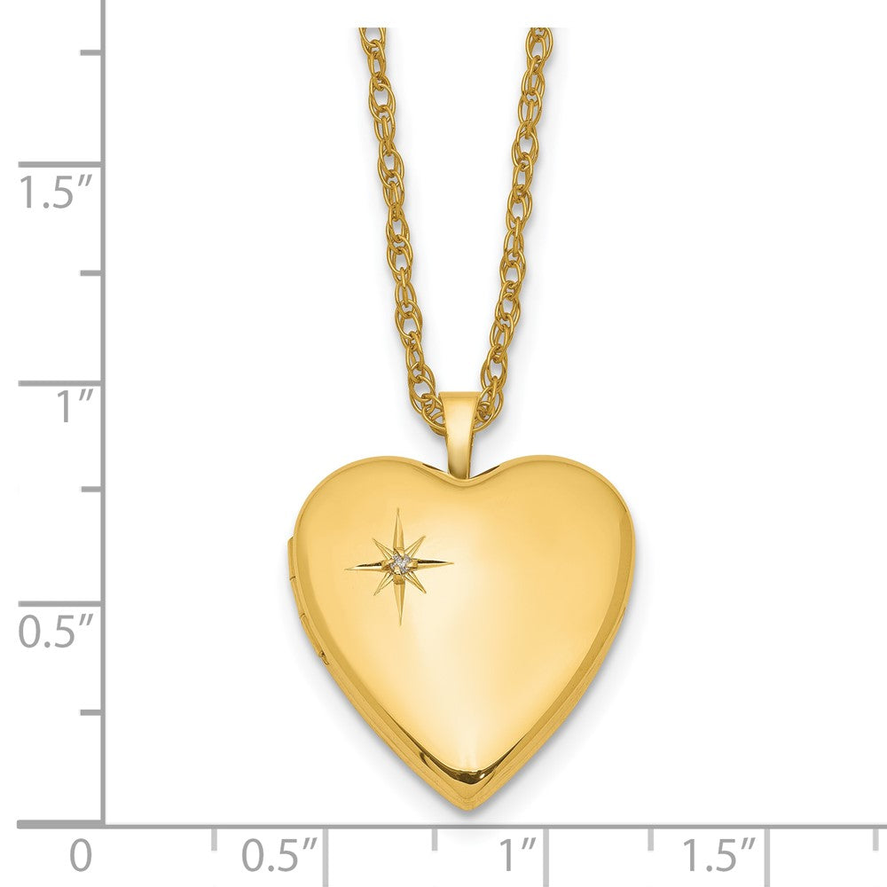 Alternate view of the 1/20 14K Gold Filled 20mm Diamond Star Heart Locket Necklace, 18 Inch by The Black Bow Jewelry Co.