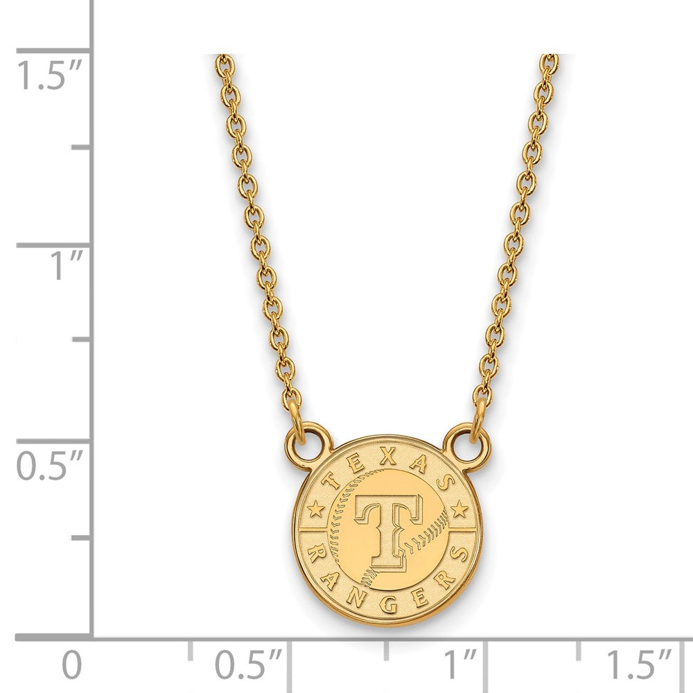 Alternate view of the 14K Yellow Gold Plated S.S. MLB Texas Rangers SM Disc Necklace, 18 In by The Black Bow Jewelry Co.