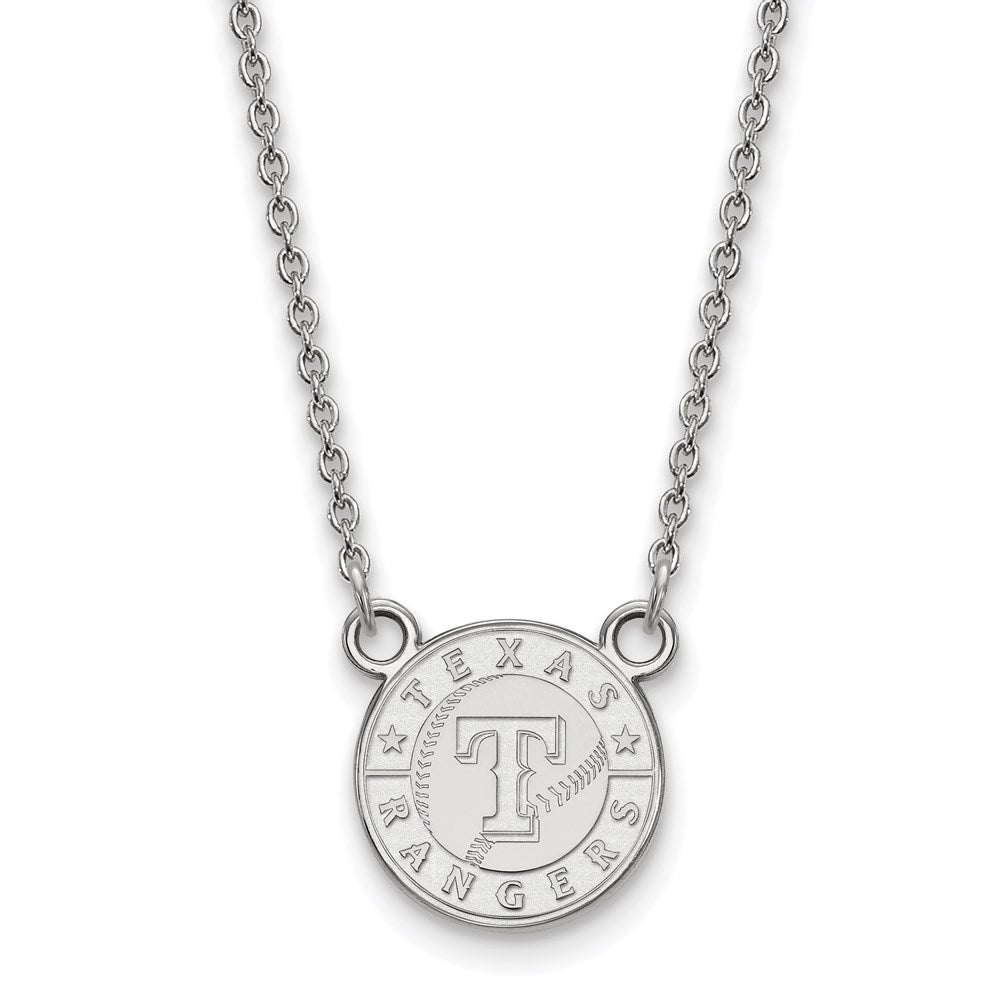 Sterling Silver MLB Texas Rangers Small Disc Necklace, 18 Inch, Item N25332 by The Black Bow Jewelry Co.