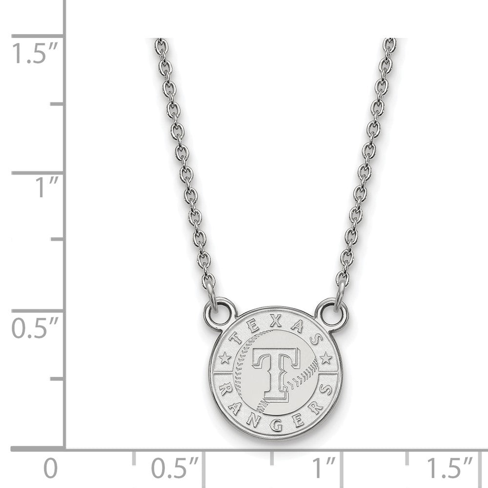 Alternate view of the Sterling Silver MLB Texas Rangers Small Disc Necklace, 18 Inch by The Black Bow Jewelry Co.