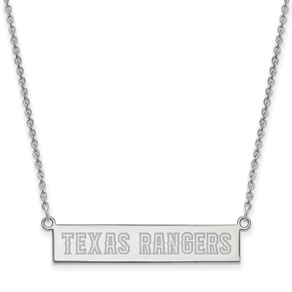 Sterling Silver MLB Texas Rangers Small Bar Necklace, 18 Inch, Item N25333 by The Black Bow Jewelry Co.