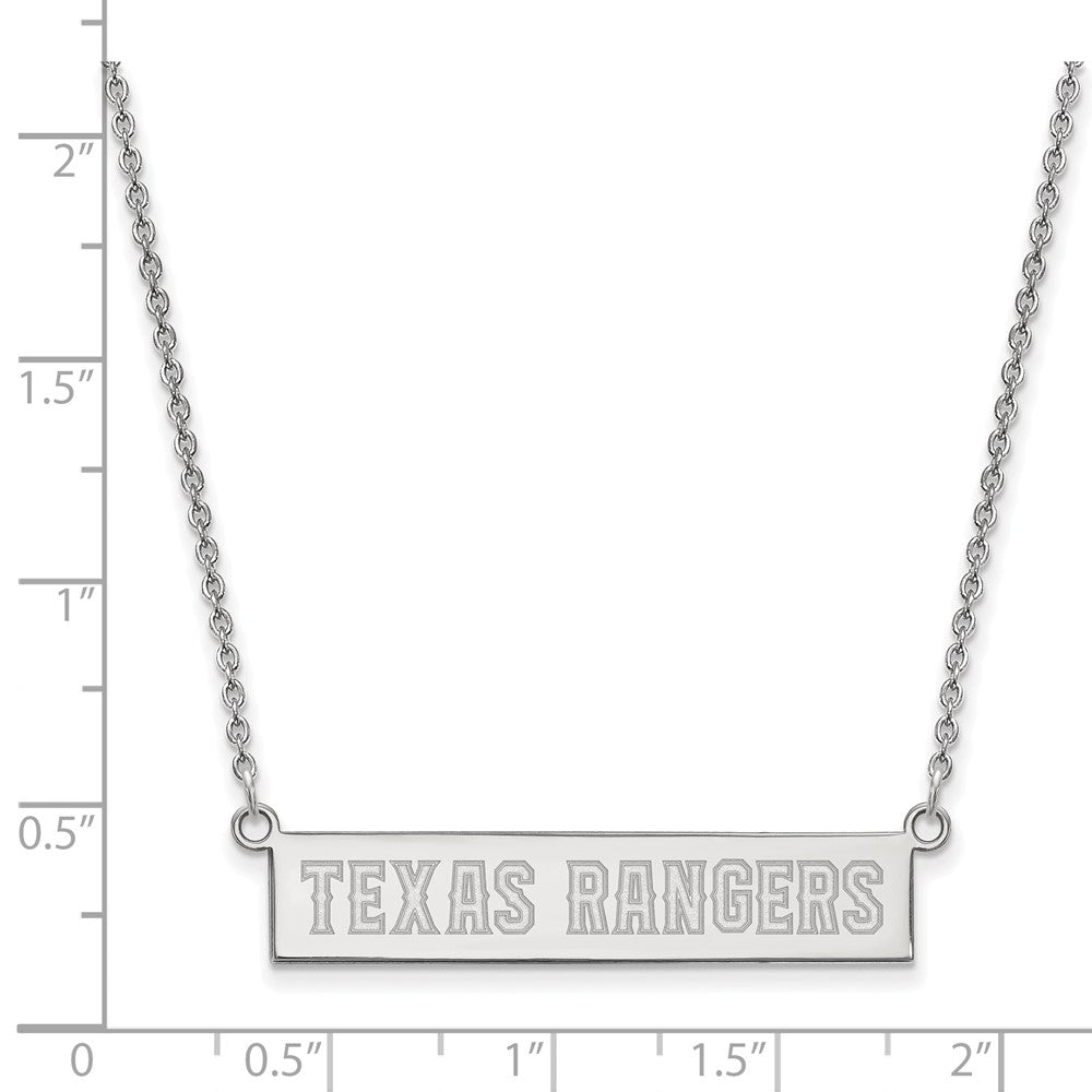 Alternate view of the Sterling Silver MLB Texas Rangers Small Bar Necklace, 18 Inch by The Black Bow Jewelry Co.