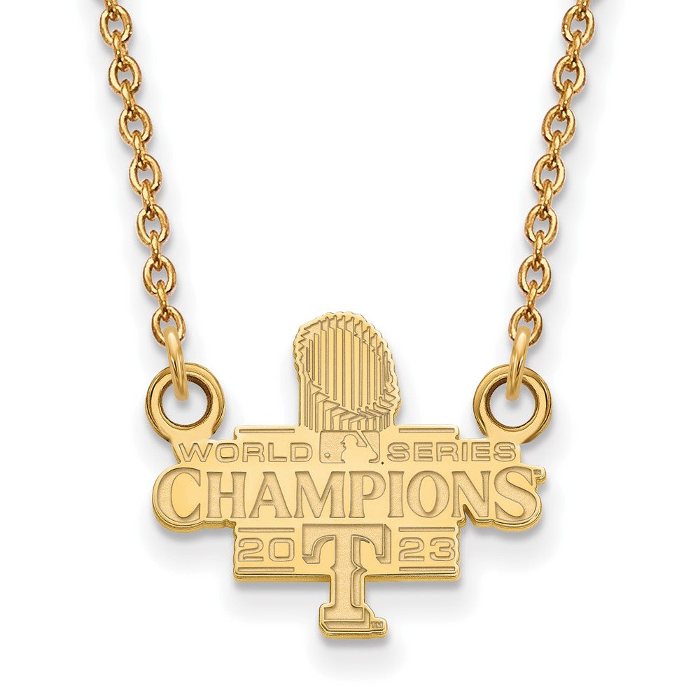 14K Gold Plated S.S. 2023 WS Champs Texas Rangers SM Necklace, 18 Inch, Item N25335 by The Black Bow Jewelry Co.