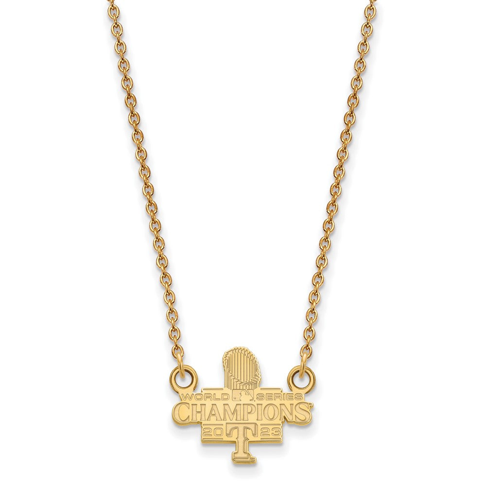 Alternate view of the 14K Gold Plated S.S. 2023 WS Champs Texas Rangers SM Necklace, 18 Inch by The Black Bow Jewelry Co.