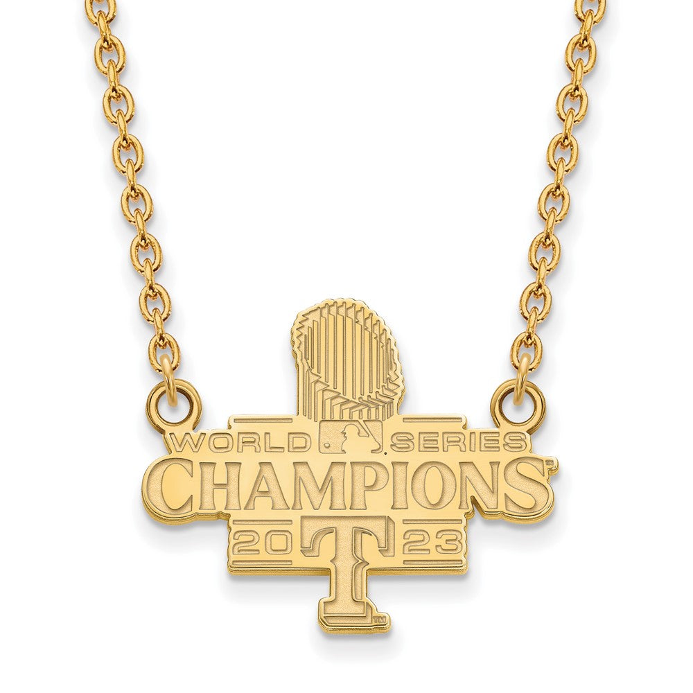 14K Gold Plated S.S. 2023 WS Champs Texas Rangers LG Necklace, 18 Inch, Item N25336 by The Black Bow Jewelry Co.
