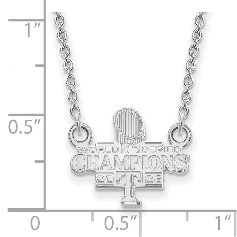 Alternate view of the Sterling Silver 2023 WS Champs Texas Rangers SM Necklace, 18 Inch by The Black Bow Jewelry Co.