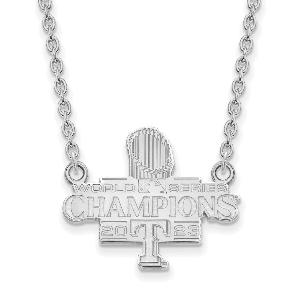 Sterling Silver 2023 WS Champs Texas Rangers LG Necklace, 18 Inch, Item N25339 by The Black Bow Jewelry Co.