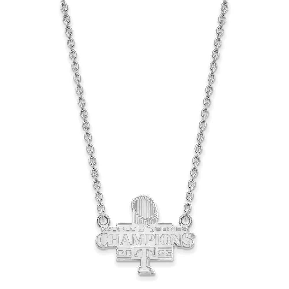 Alternate view of the Sterling Silver 2023 WS Champs Texas Rangers LG Necklace, 18 Inch by The Black Bow Jewelry Co.