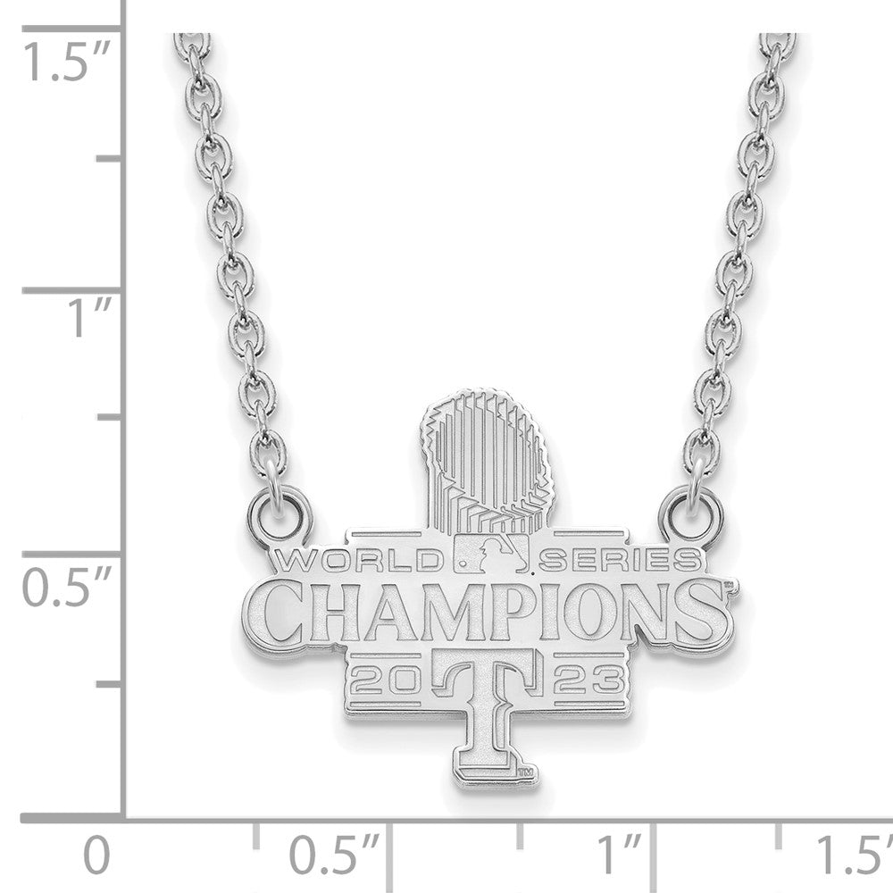 Alternate view of the Sterling Silver 2023 WS Champs Texas Rangers LG Necklace, 18 Inch by The Black Bow Jewelry Co.