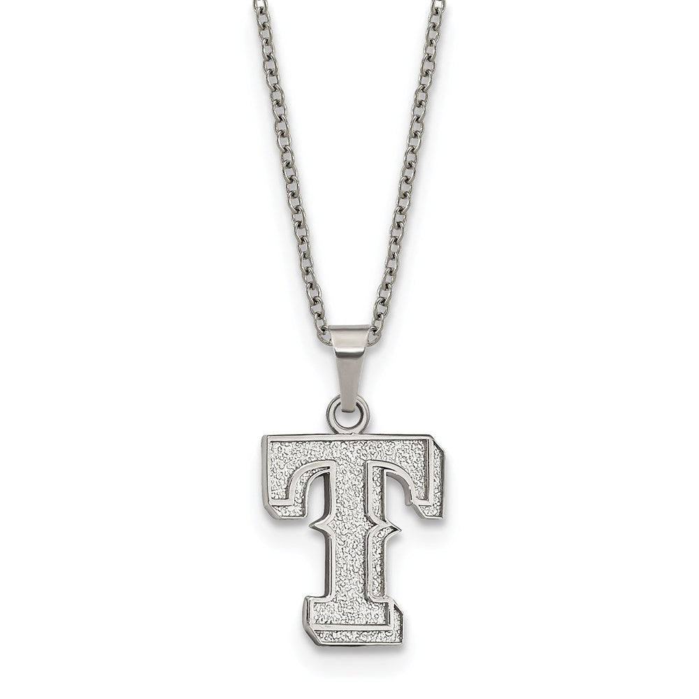 Stainless Steel MLB Texas Rangers Letter T Necklace, 18-20 Inch, Item N25341 by The Black Bow Jewelry Co.