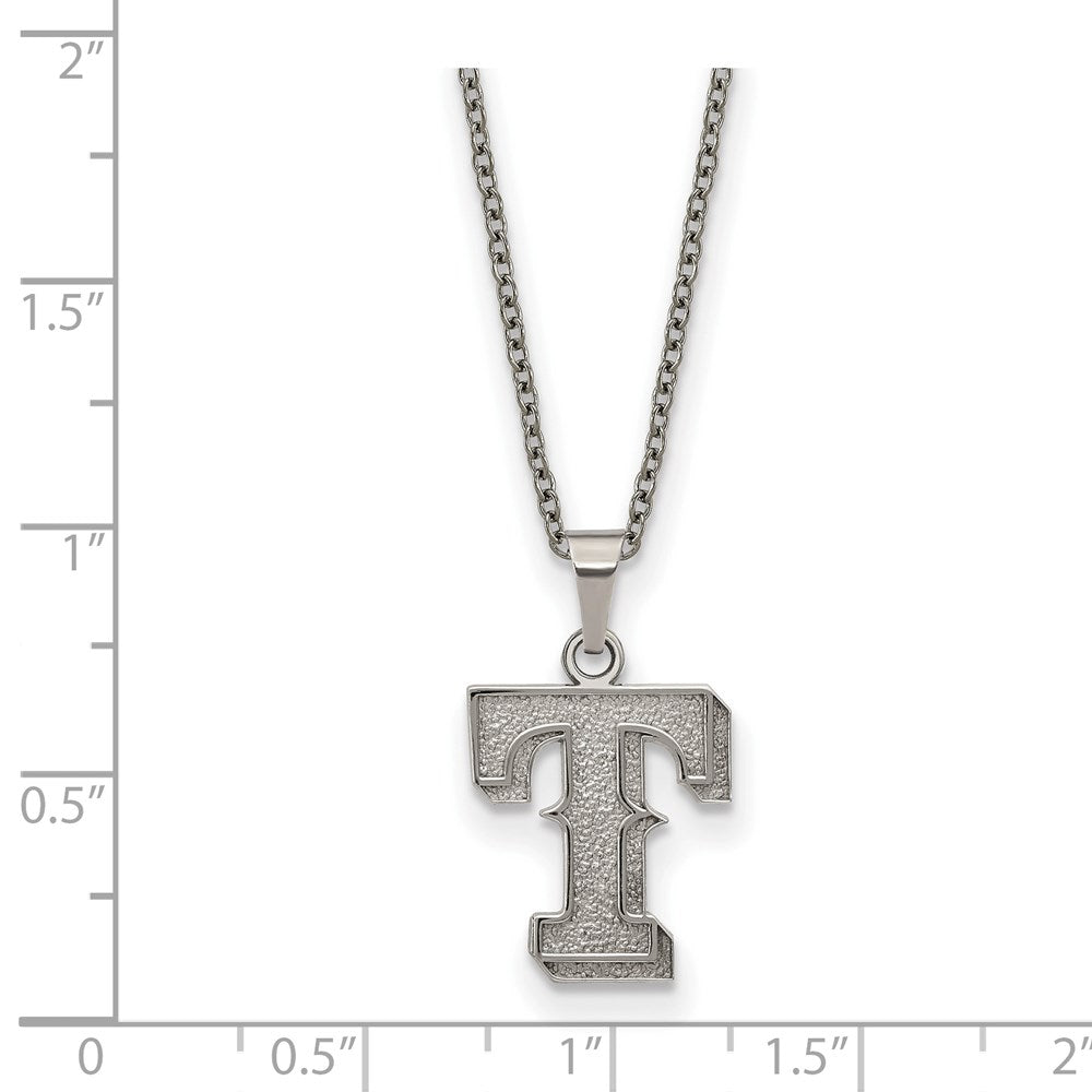 Alternate view of the Stainless Steel MLB Texas Rangers Letter T Necklace, 18-20 Inch by The Black Bow Jewelry Co.