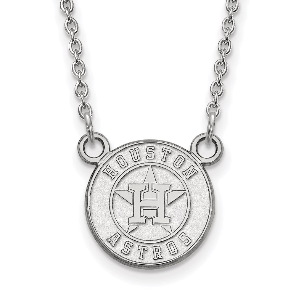 Sterling Silver MLB Houston Astros SM Disc Necklace, 18 Inch, Item N25347 by The Black Bow Jewelry Co.