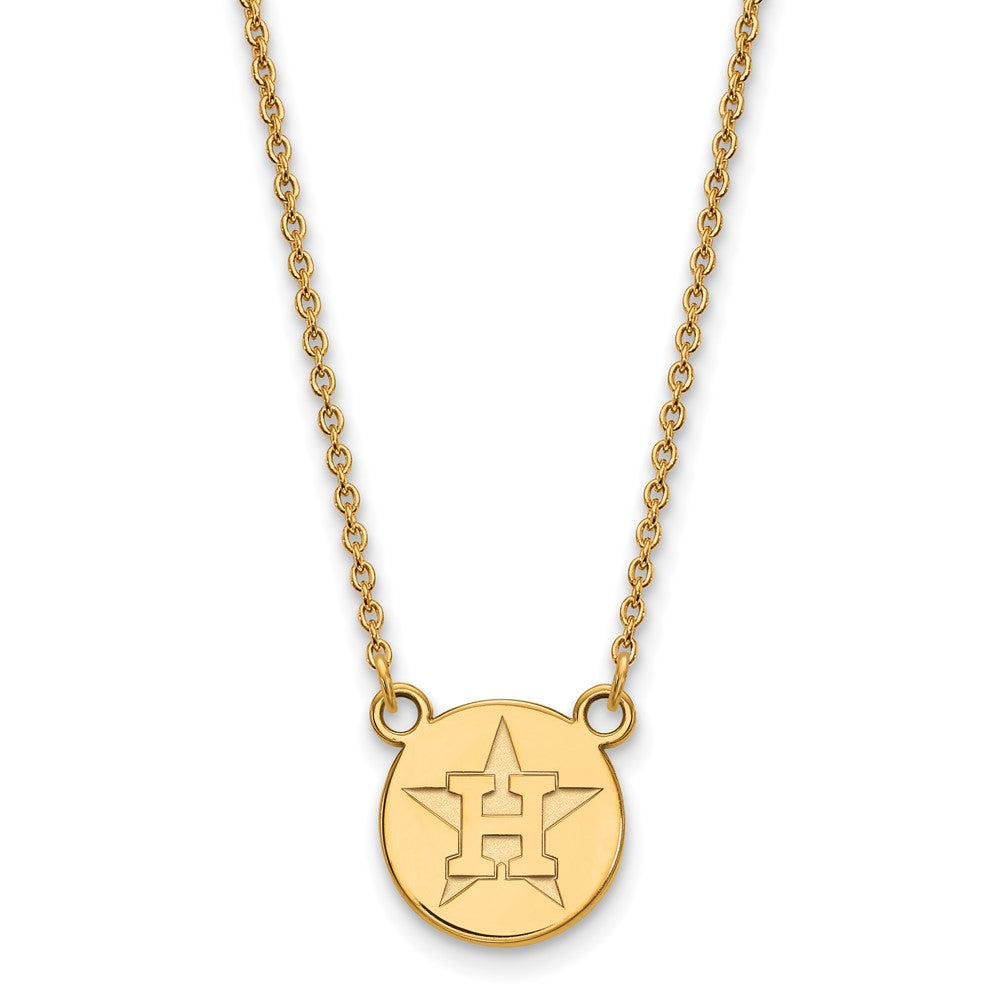 14K Gold Plated S.S. MLB Houston Astros SM Star Disc Necklace, 18 Inch, Item N25348 by The Black Bow Jewelry Co.