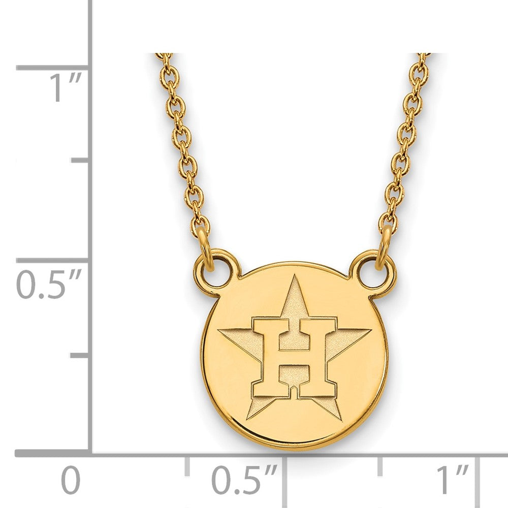 Alternate view of the 14K Gold Plated S.S. MLB Houston Astros SM Star Disc Necklace, 18 Inch by The Black Bow Jewelry Co.